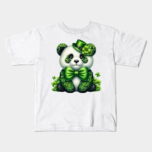 Clover Panda Bear St Patricks Day Kids T-Shirt